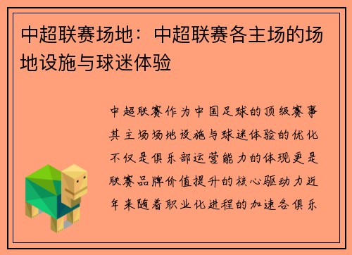 中超联赛场地：中超联赛各主场的场地设施与球迷体验